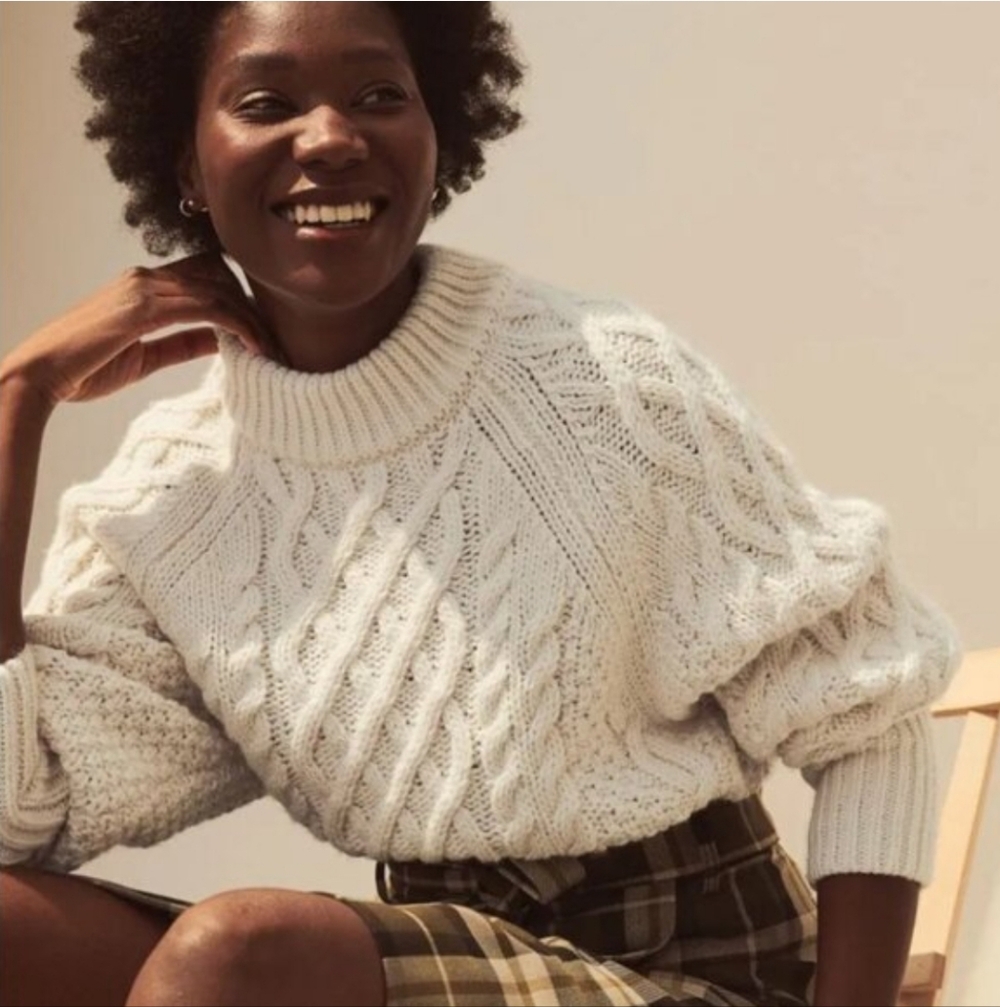 H&M Oversized Mock Neck Cable Knit Sweater